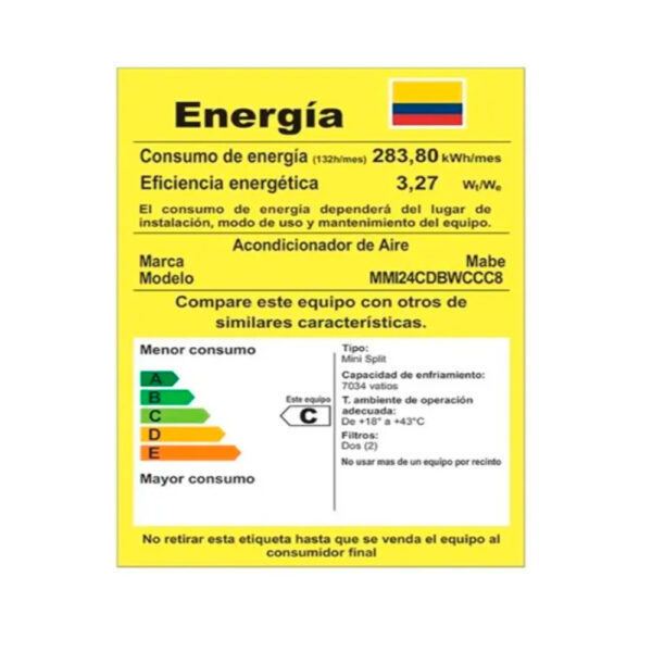 Aire Acondicionado Inverter 24000 BTU Blanco Mabe - Imagen 9