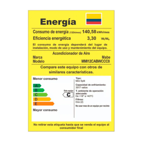 Aire Acondicionado Mabe Inverter 12000 BTU 110V Mini Split Blanco - Imagen 8